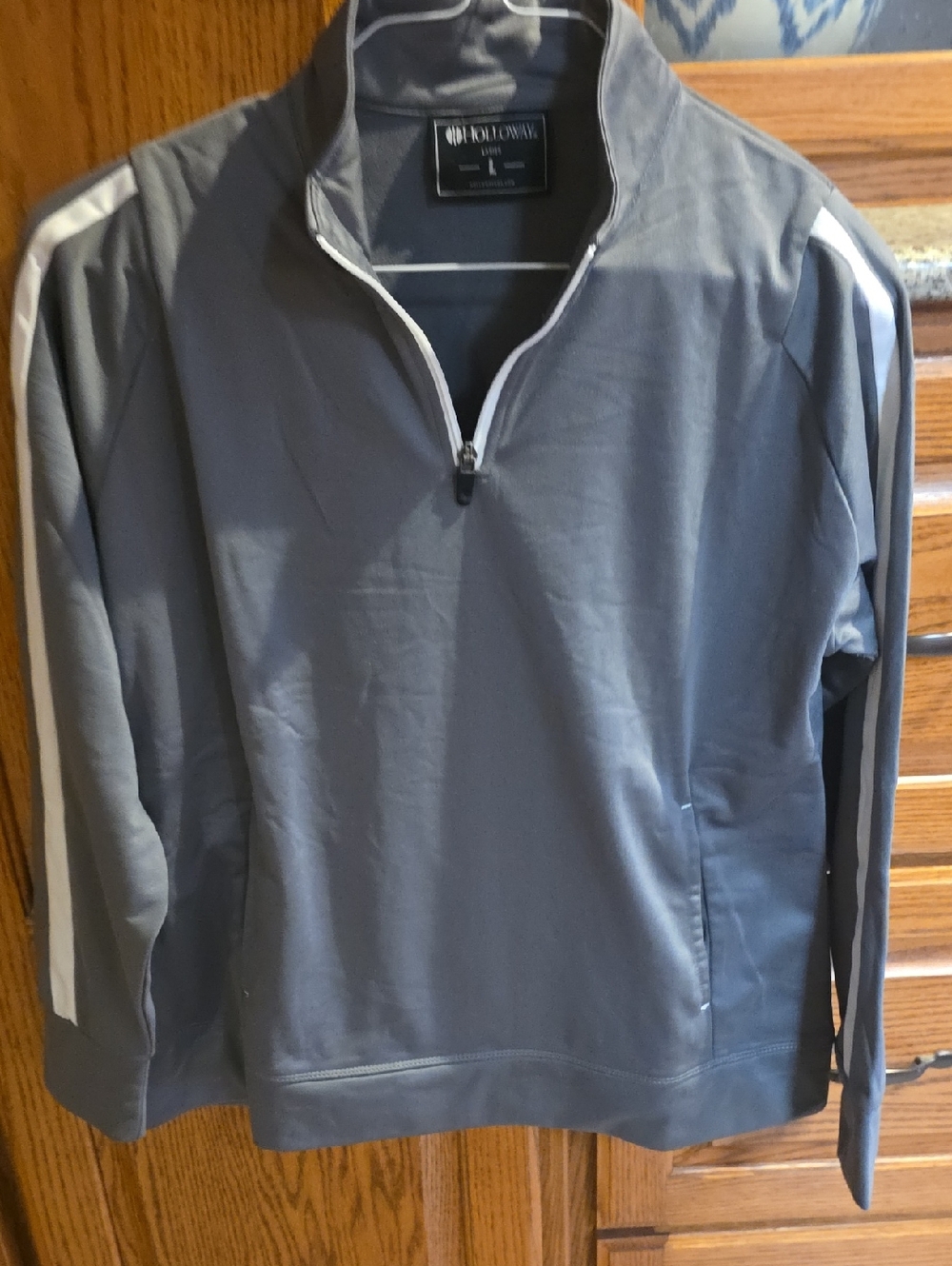 Holloway Signature Gray Pull-Over Quarter Zip with White Stripes
